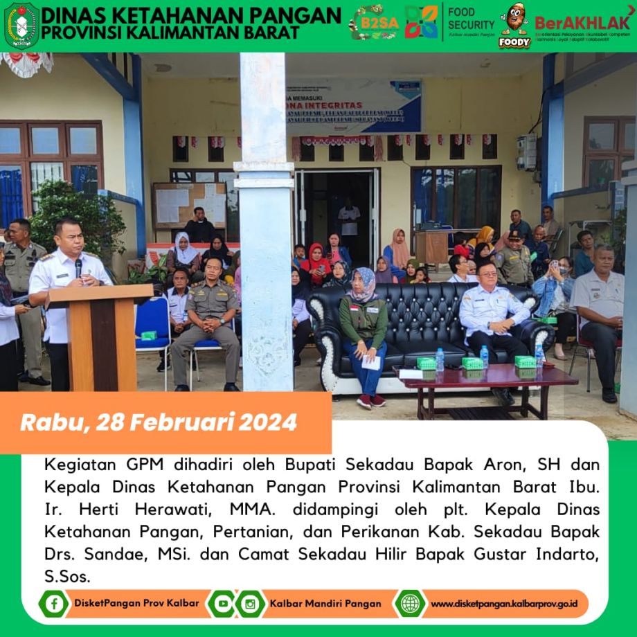 Dinas Ketahan Pangan provinsi Kalimantan Barat Menyelenggarakan Gerakan Pangan Murah (GPM) tahun 2024 dalam rangka Hari Besar Keagamaan Nasioanal (HBKN).