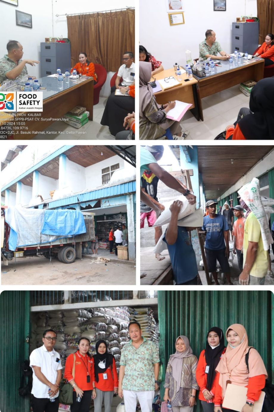 pengawasan terkait standar penanganan pangan yang baik di area gudang yang memuat pasokan beras, tepung, gula dan kacang hijau di kab.Ketapang